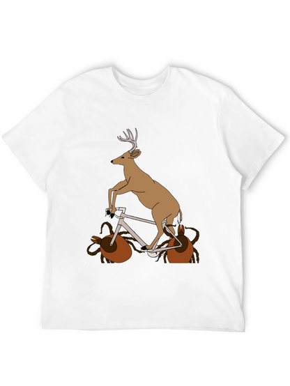 Deer on Bike Graphic Tee - Unique Animal T-Shirt