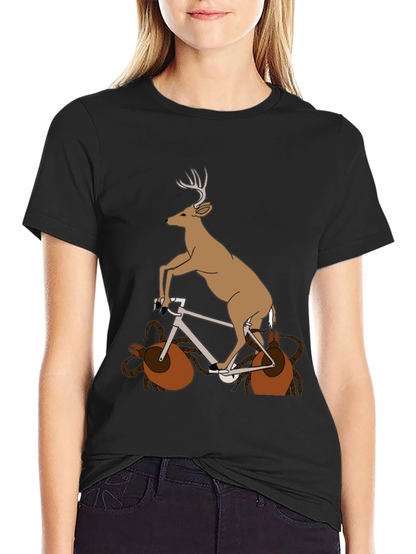 Deer on Bike Graphic Tee - Unique Animal T-Shirt