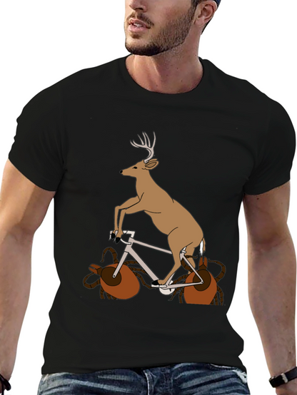 Deer on Bike Graphic Tee - Unique Animal T-Shirt