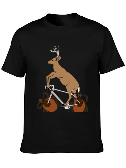 Deer on Bike Graphic Tee - Unique Animal T-Shirt