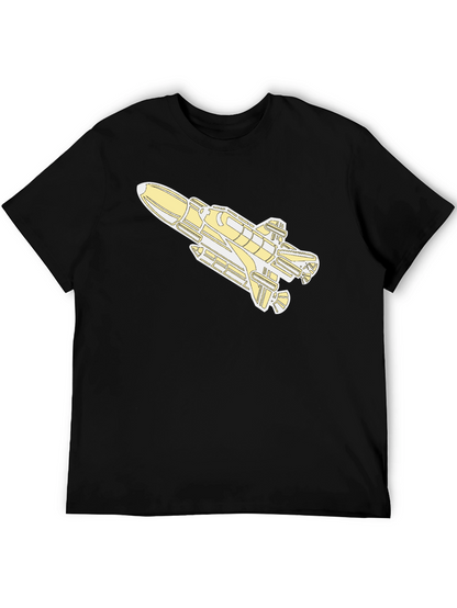 Space Shuttle Graphic Tee - Black Cotton T-Shirt