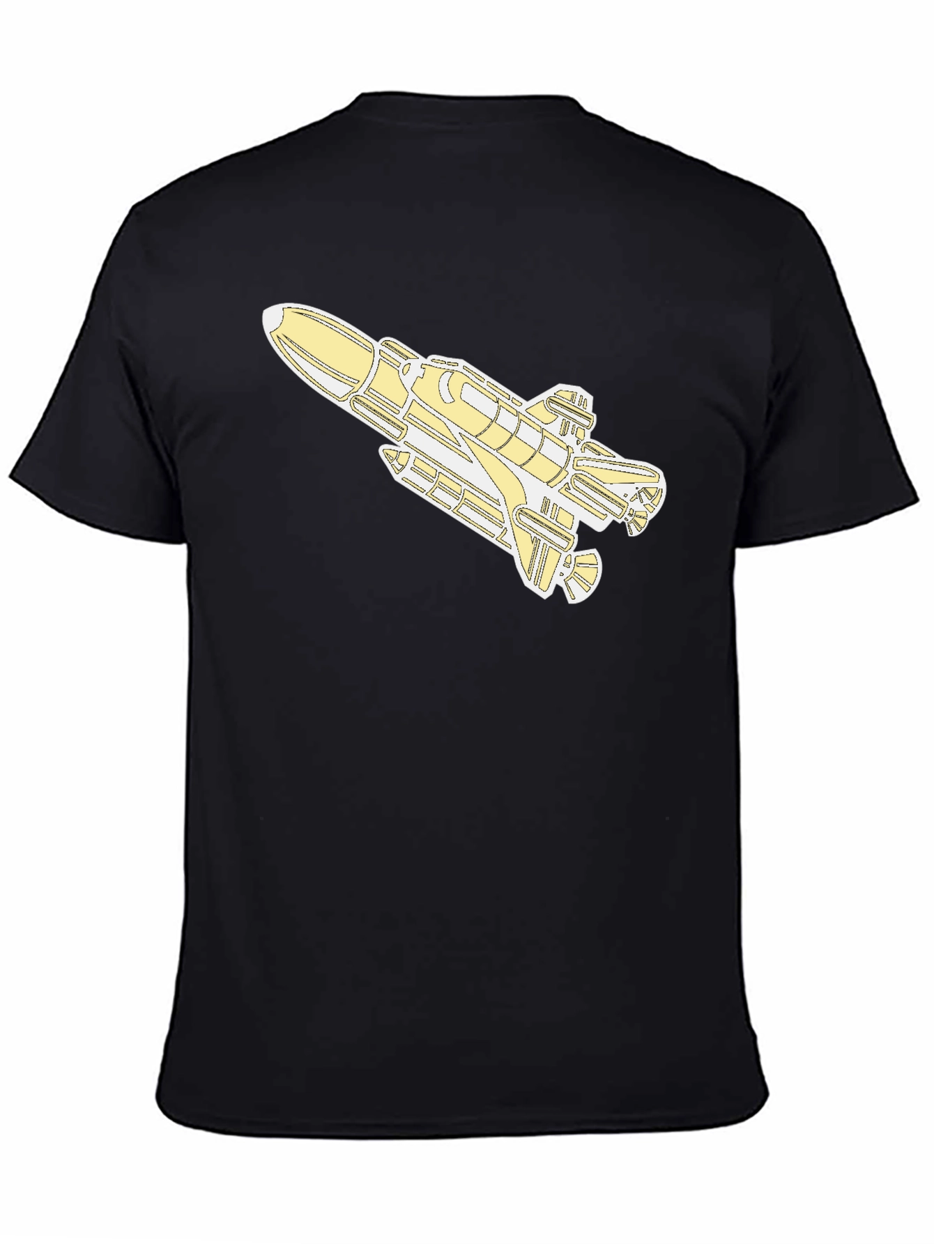 Space Shuttle Graphic Tee - Black Cotton T-Shirt