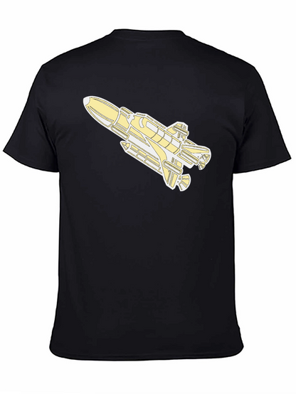 Space Shuttle Graphic Tee - Black Cotton T-Shirt