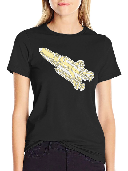 Space Shuttle Graphic Tee - Black Cotton T-Shirt