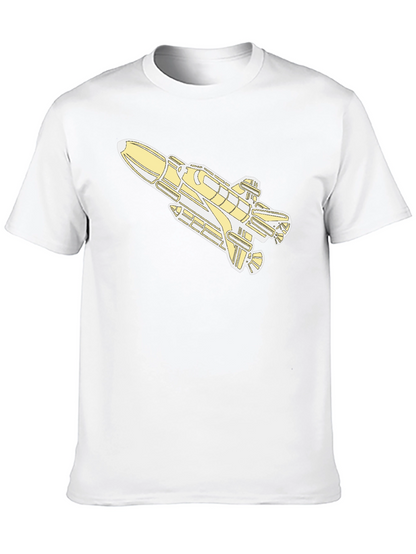 Space Shuttle Graphic Tee - Black Cotton T-Shirt