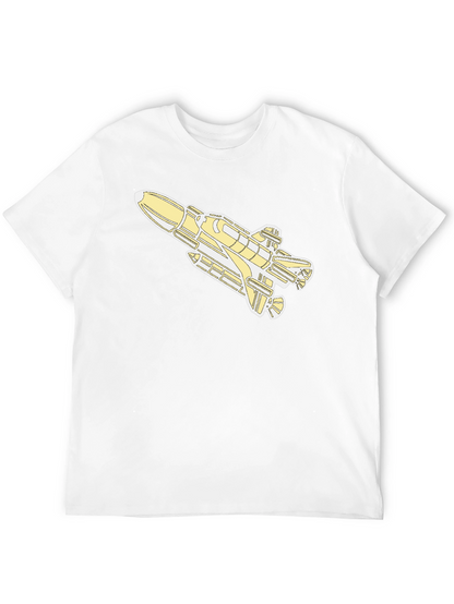 Space Shuttle Graphic Tee - Black Cotton T-Shirt