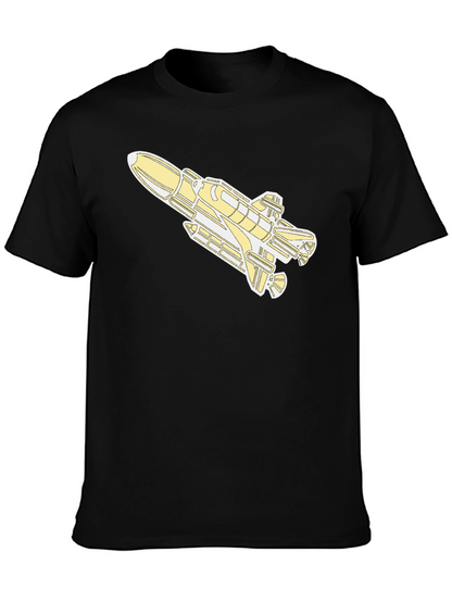 Space Shuttle Graphic Tee - Black Cotton T-Shirt