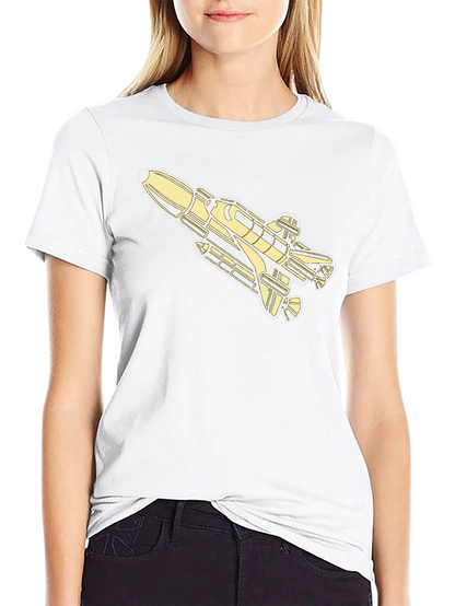 Space Shuttle Graphic Tee - Black Cotton T-Shirt