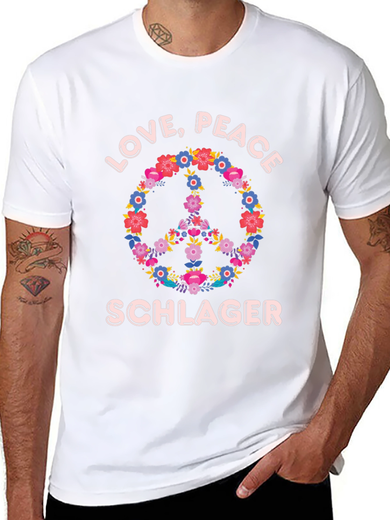 Love Peace Schlager Floral T-Shirt