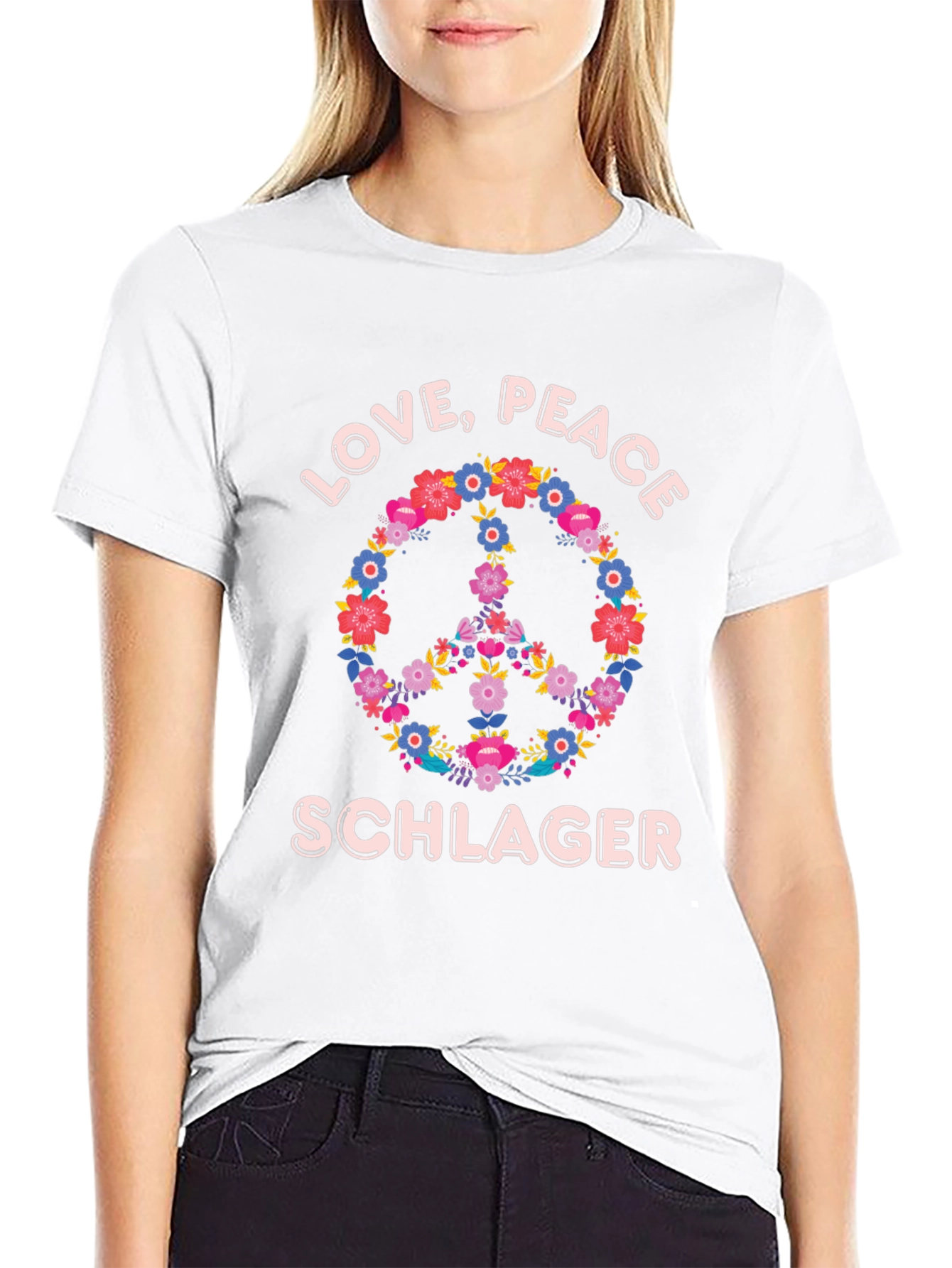 Love Peace Schlager Floral T-Shirt