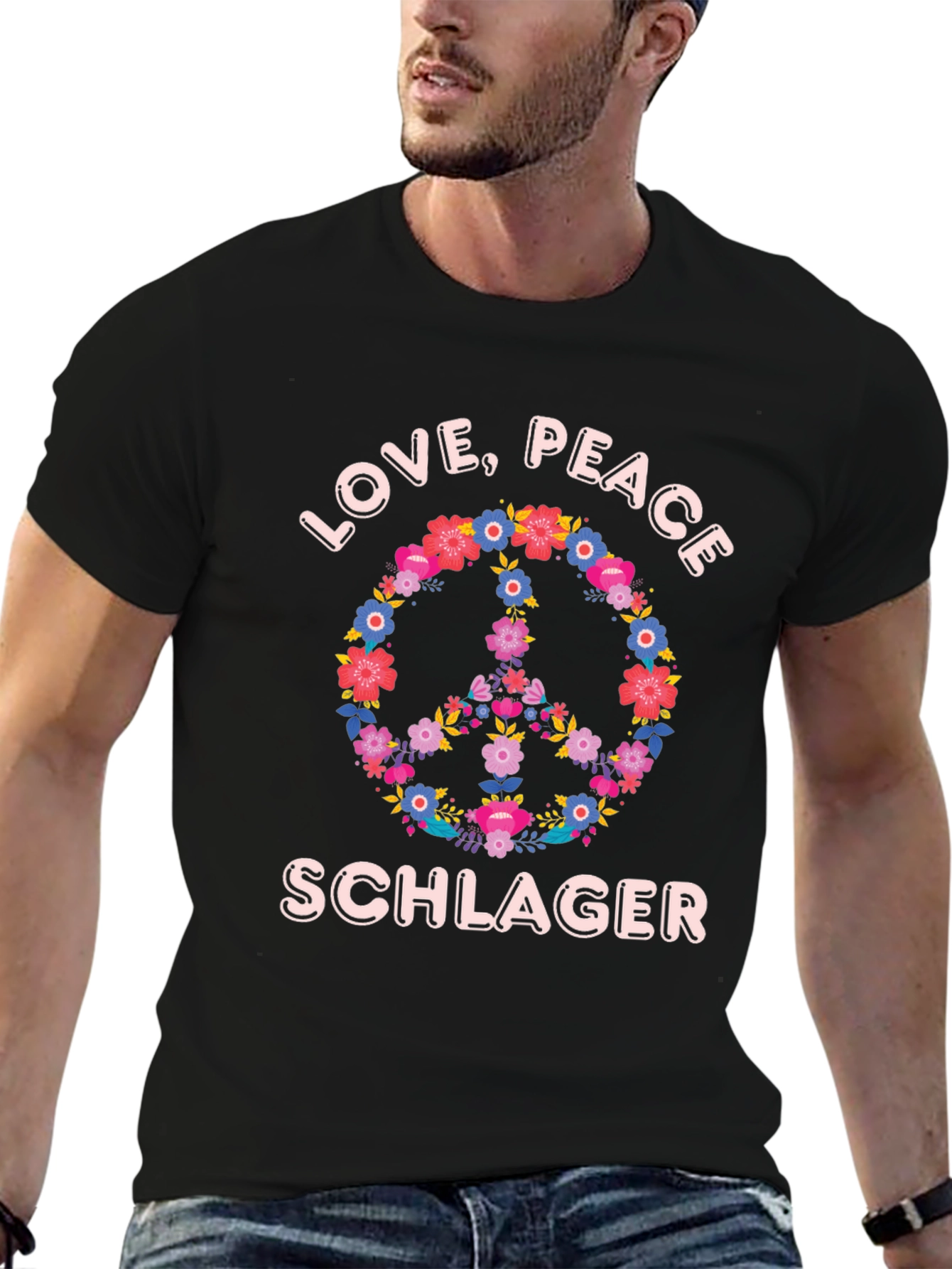 Love Peace Schlager Floral T-Shirt