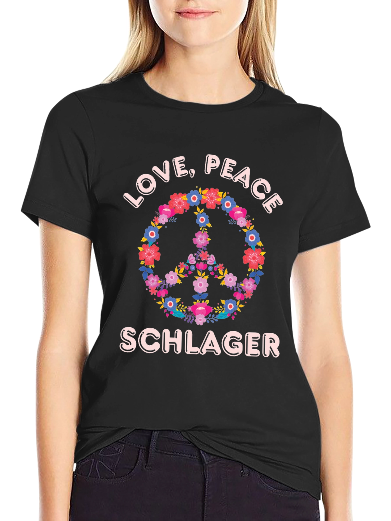 Love Peace Schlager Floral T-Shirt