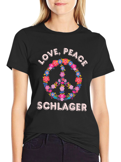 Love Peace Schlager Floral T-Shirt