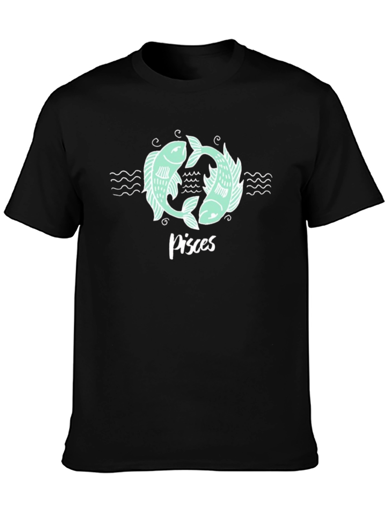 Pisces Zodiac Graphic Tee - Black Cotton T-Shirt