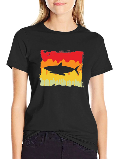 Retro Shark Graphic T-Shirt - Stylish Cotton Tee