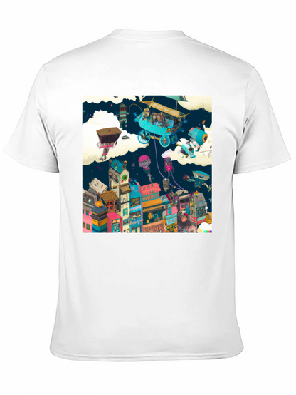 Artistic Cityscape Graphic Print T-Shirt