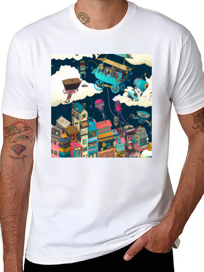 Artistic Cityscape Graphic Print T-Shirt