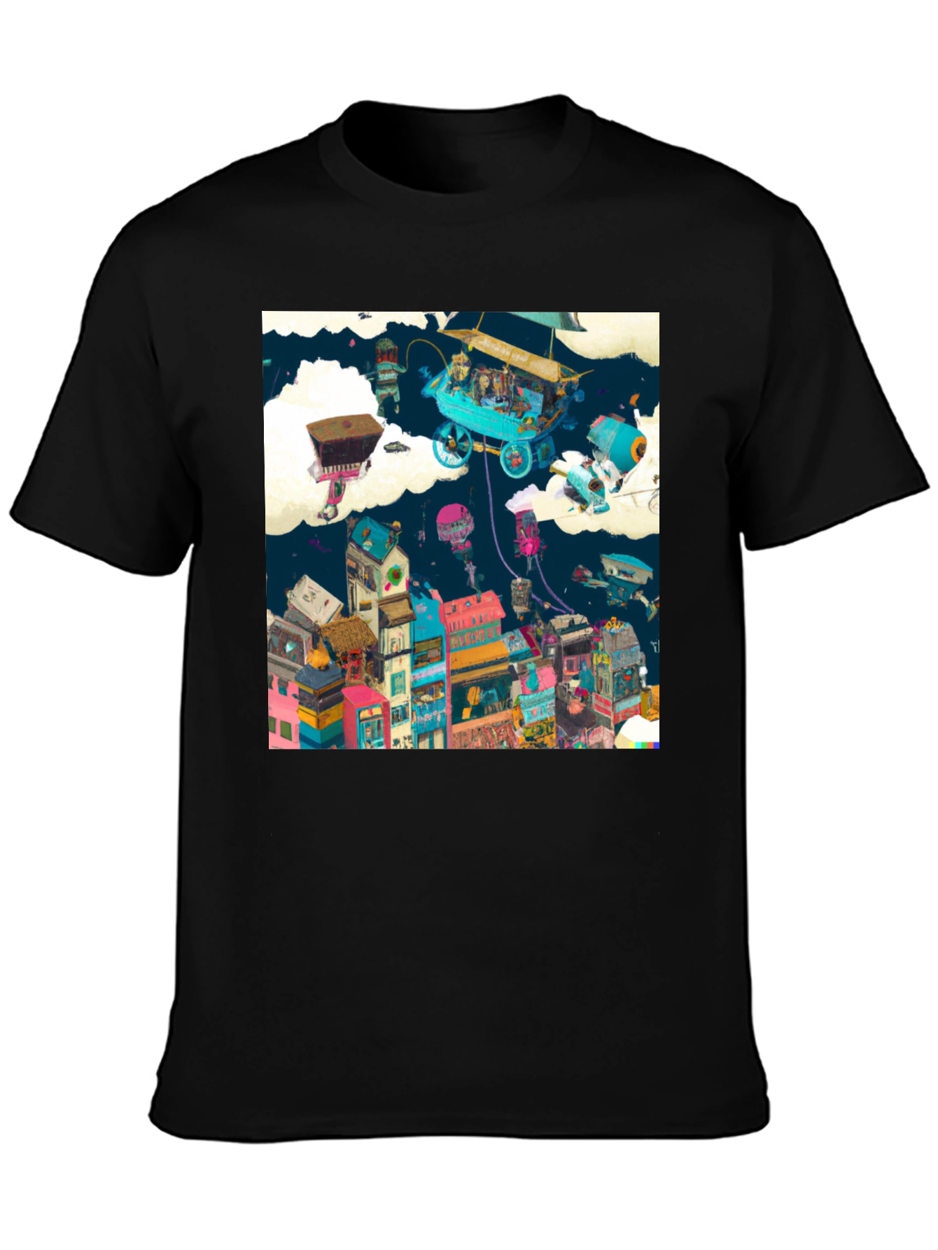 Artistic Cityscape Graphic Print T-Shirt