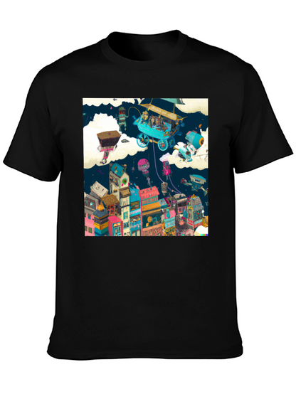Artistic Cityscape Graphic Print T-Shirt