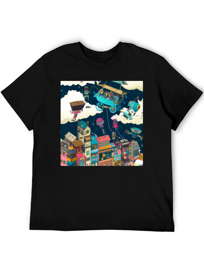 Artistic Cityscape Graphic Print T-Shirt