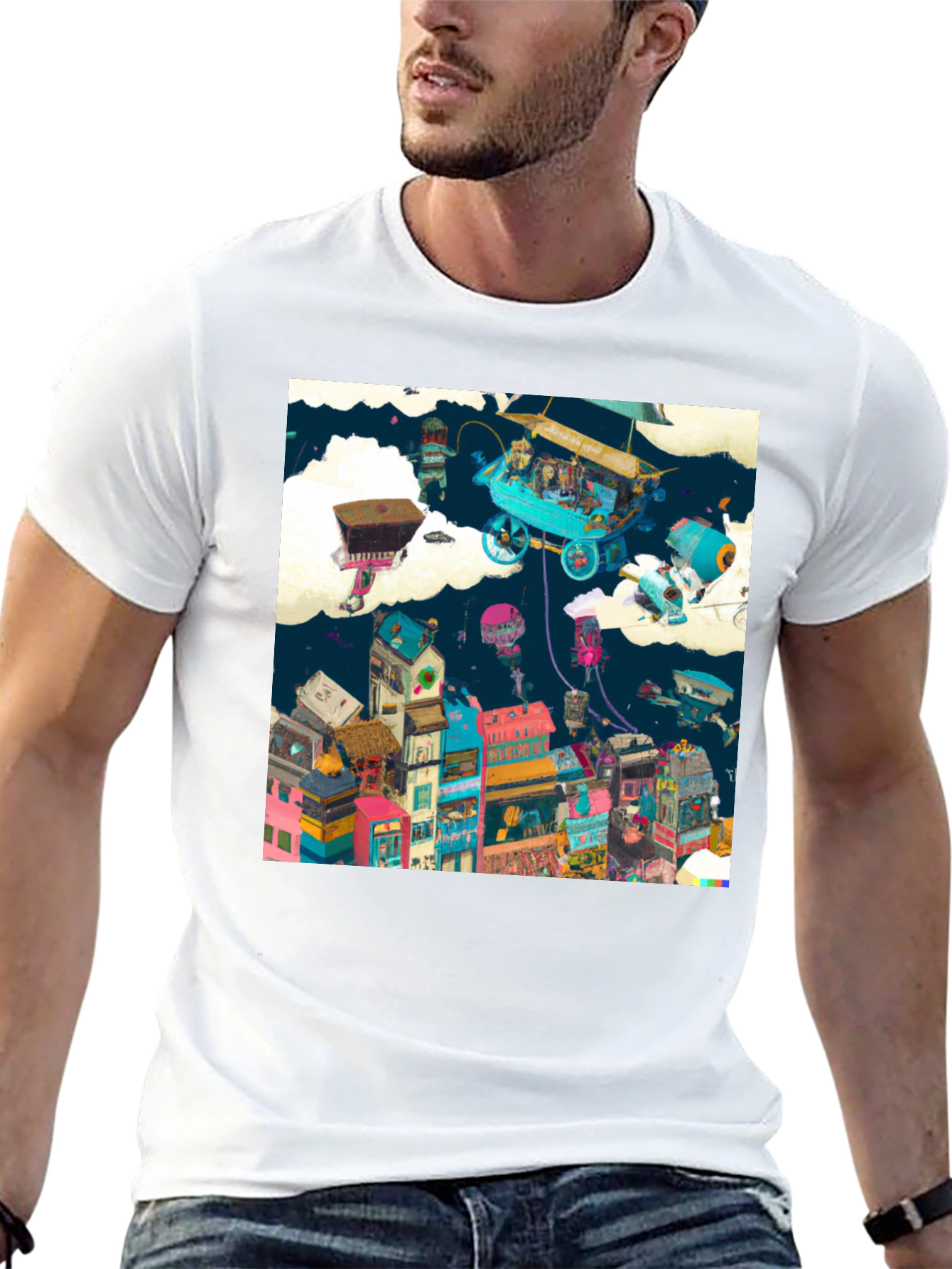 Artistic Cityscape Graphic Print T-Shirt