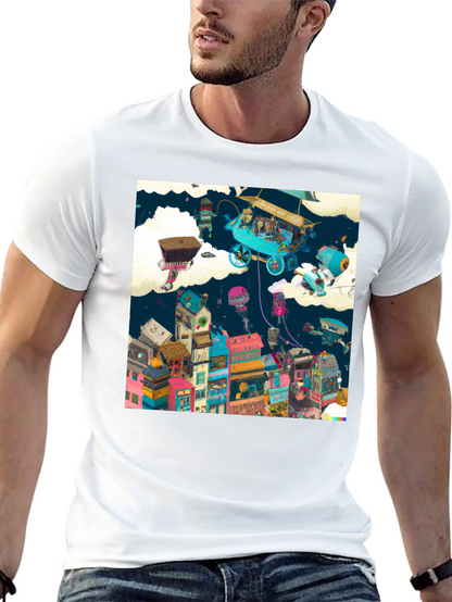 Artistic Cityscape Graphic Print T-Shirt