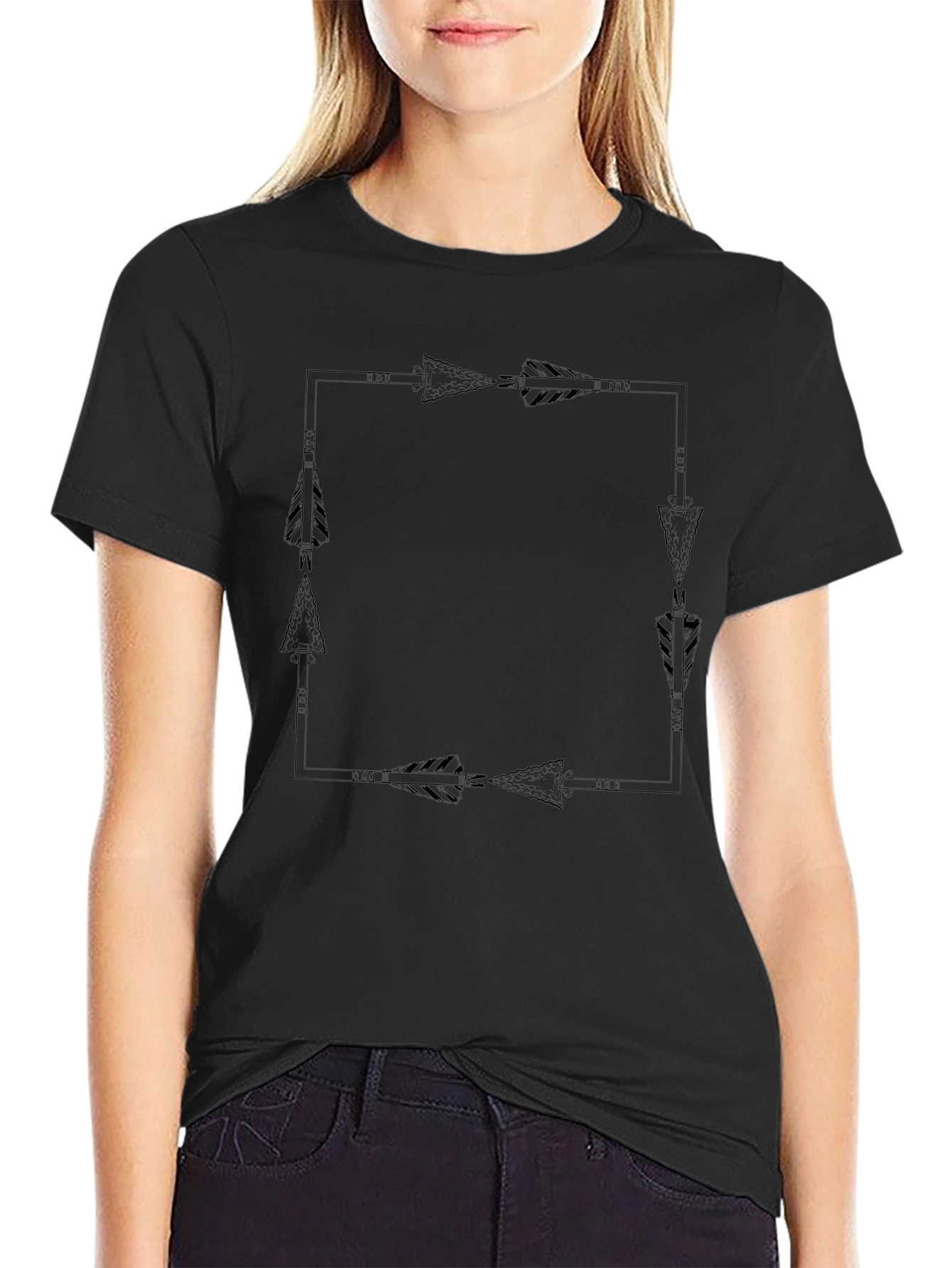 Arrow Square Graphic Tee - Black Casual Shirt