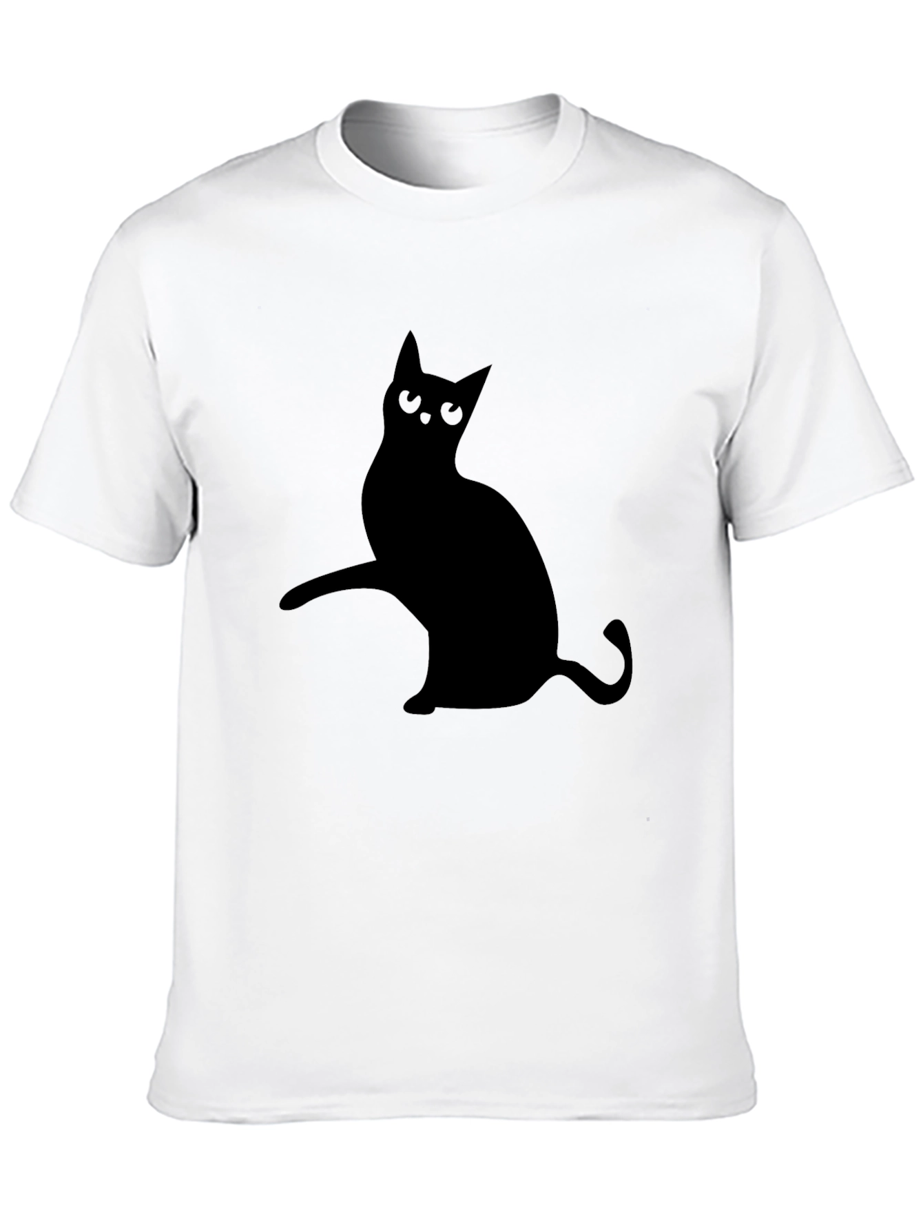 Mens Black T-Shirt with Cat Silhouette Design
