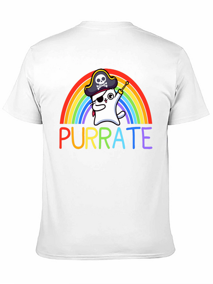 Purrate T-Shirt: Rainbow Cat Pirate Tee
