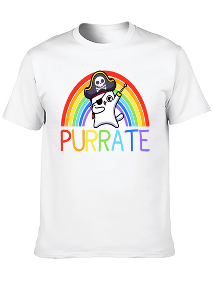 Purrate T-Shirt: Rainbow Cat Pirate Tee