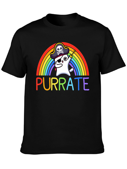 Purrate T-Shirt: Rainbow Cat Pirate Tee