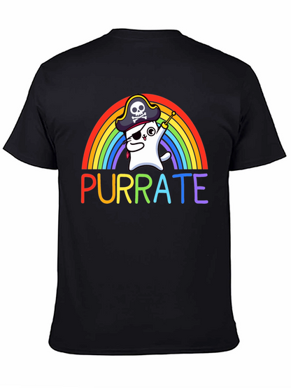 Purrate T-Shirt: Rainbow Cat Pirate Tee