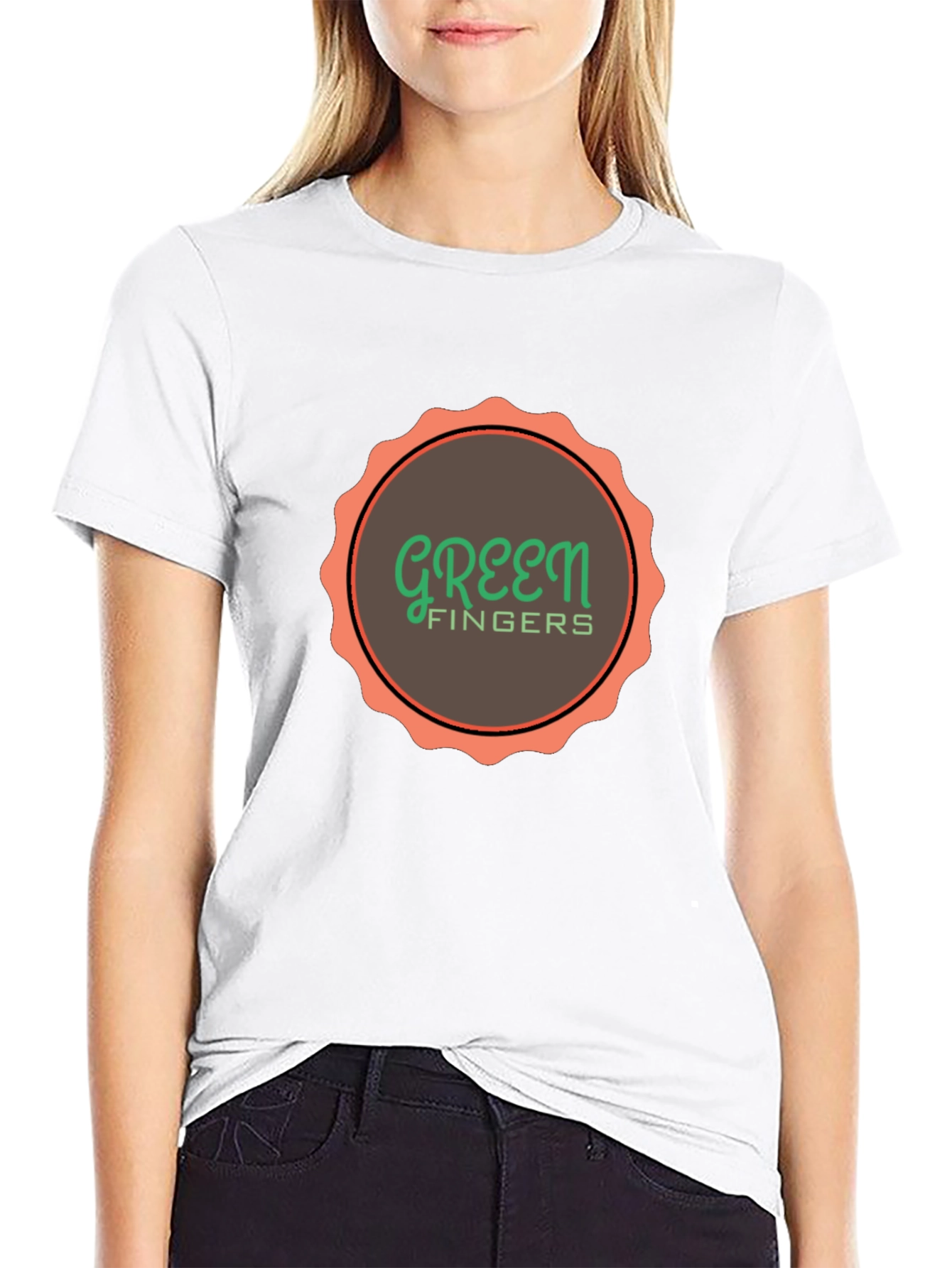 Green Fingers Graphic Print Black T-Shirt
