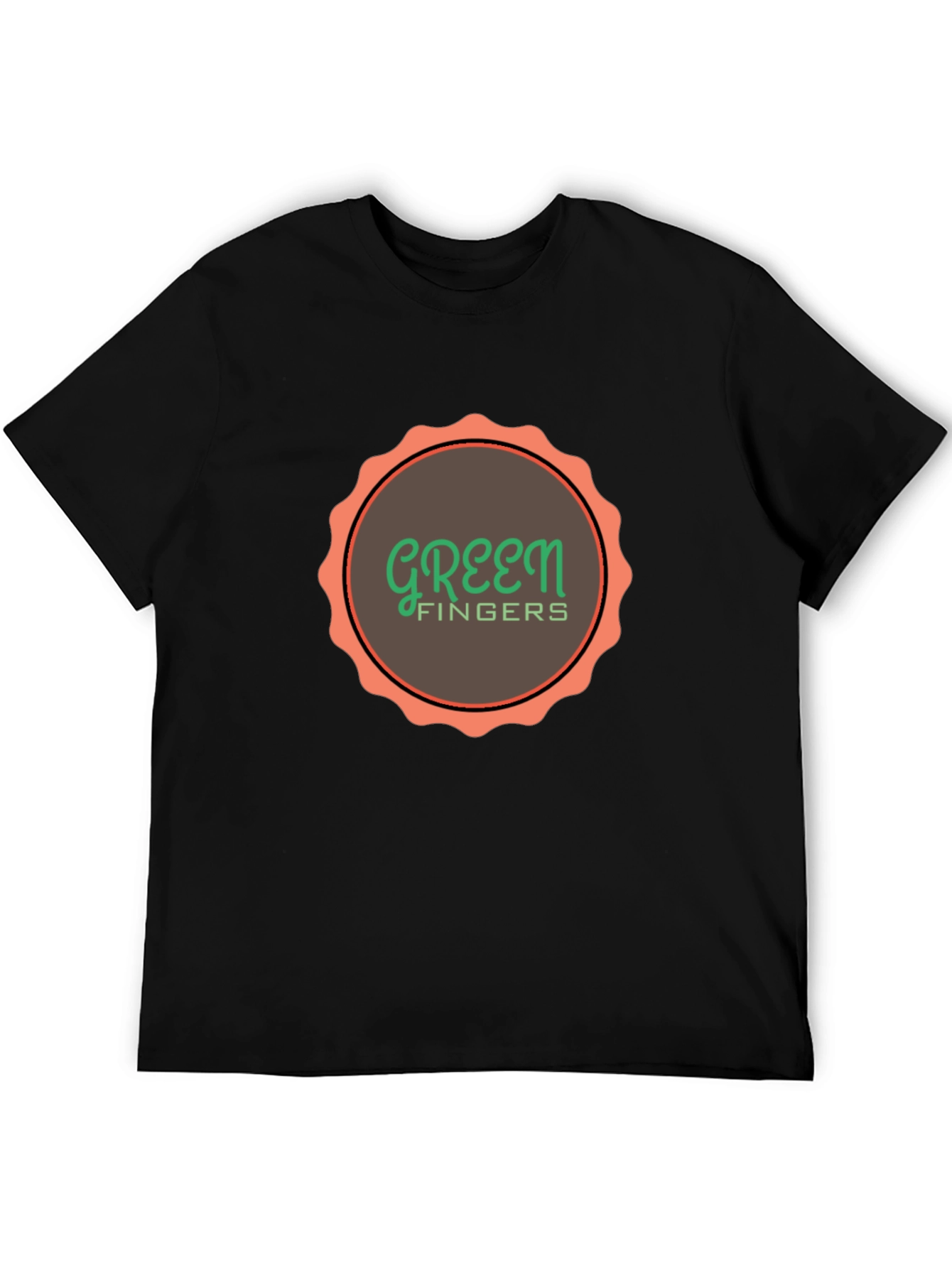 Green Fingers Graphic Print Black T-Shirt