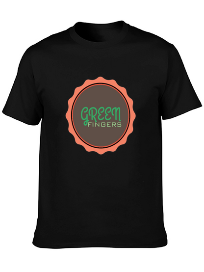 Green Fingers Graphic Print Black T-Shirt