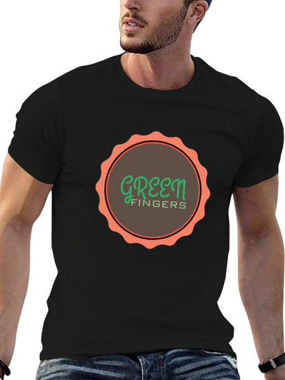 Green Fingers Graphic Print Black T-Shirt