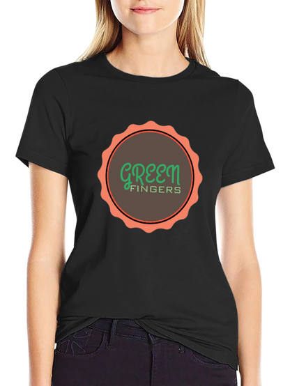 Green Fingers Graphic Print Black T-Shirt