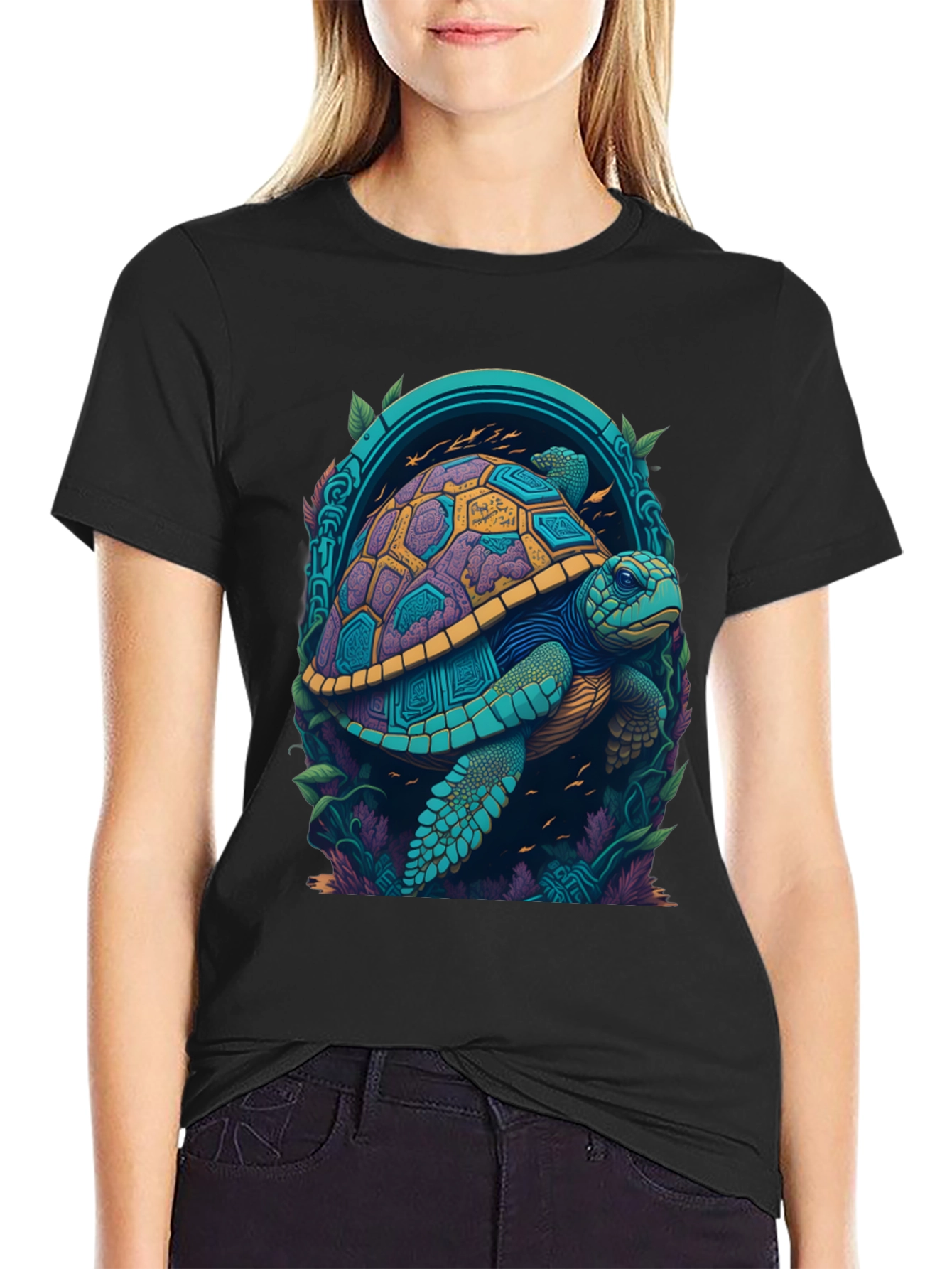 Turtle Graphic Tee - Vivid Sea Life Design