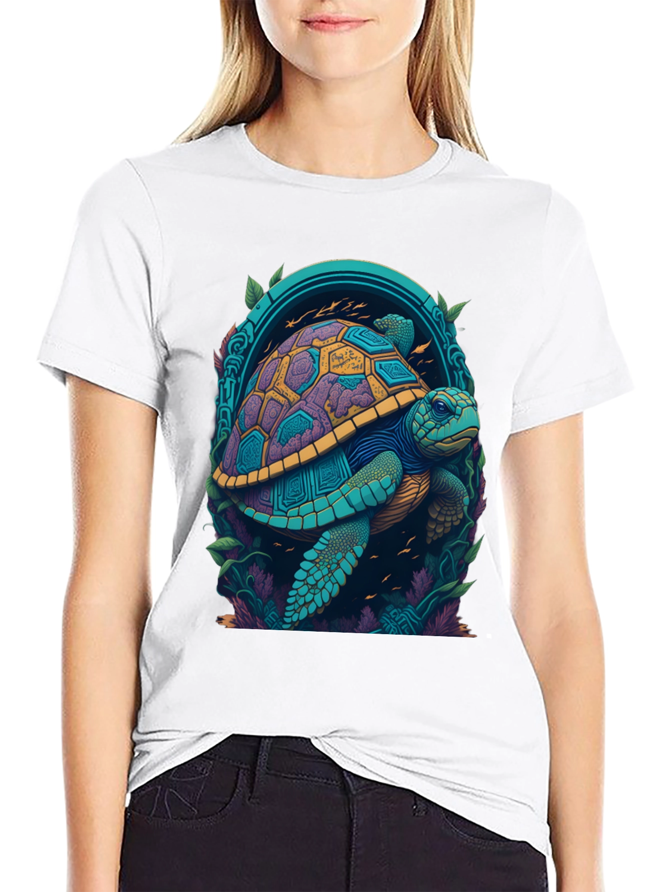 Turtle Graphic Tee - Vivid Sea Life Design