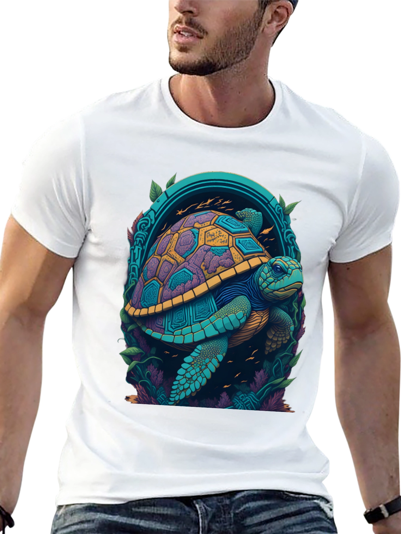 Turtle Graphic Tee - Vivid Sea Life Design