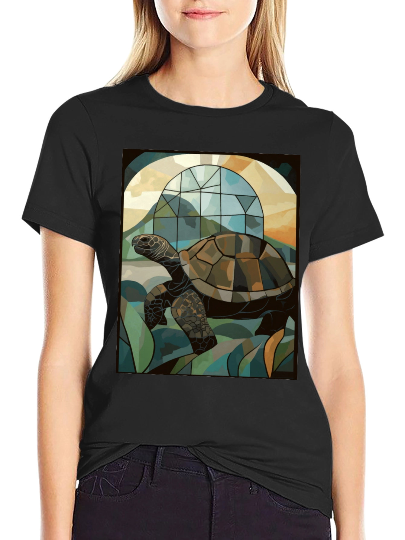 Turtle Stained Glass Graphic T-Shirt