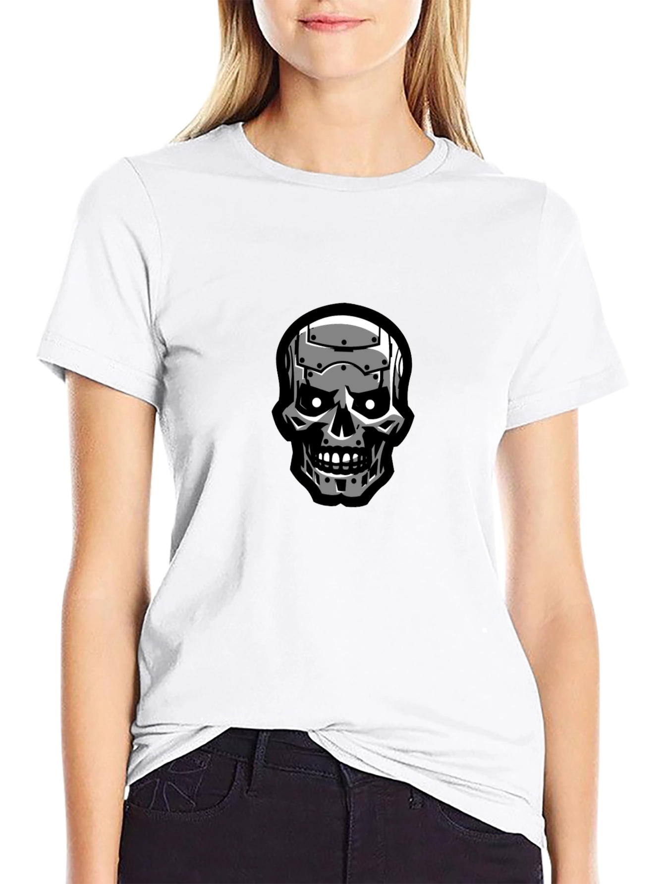 Terminator Skull Graphic Black T-Shirt