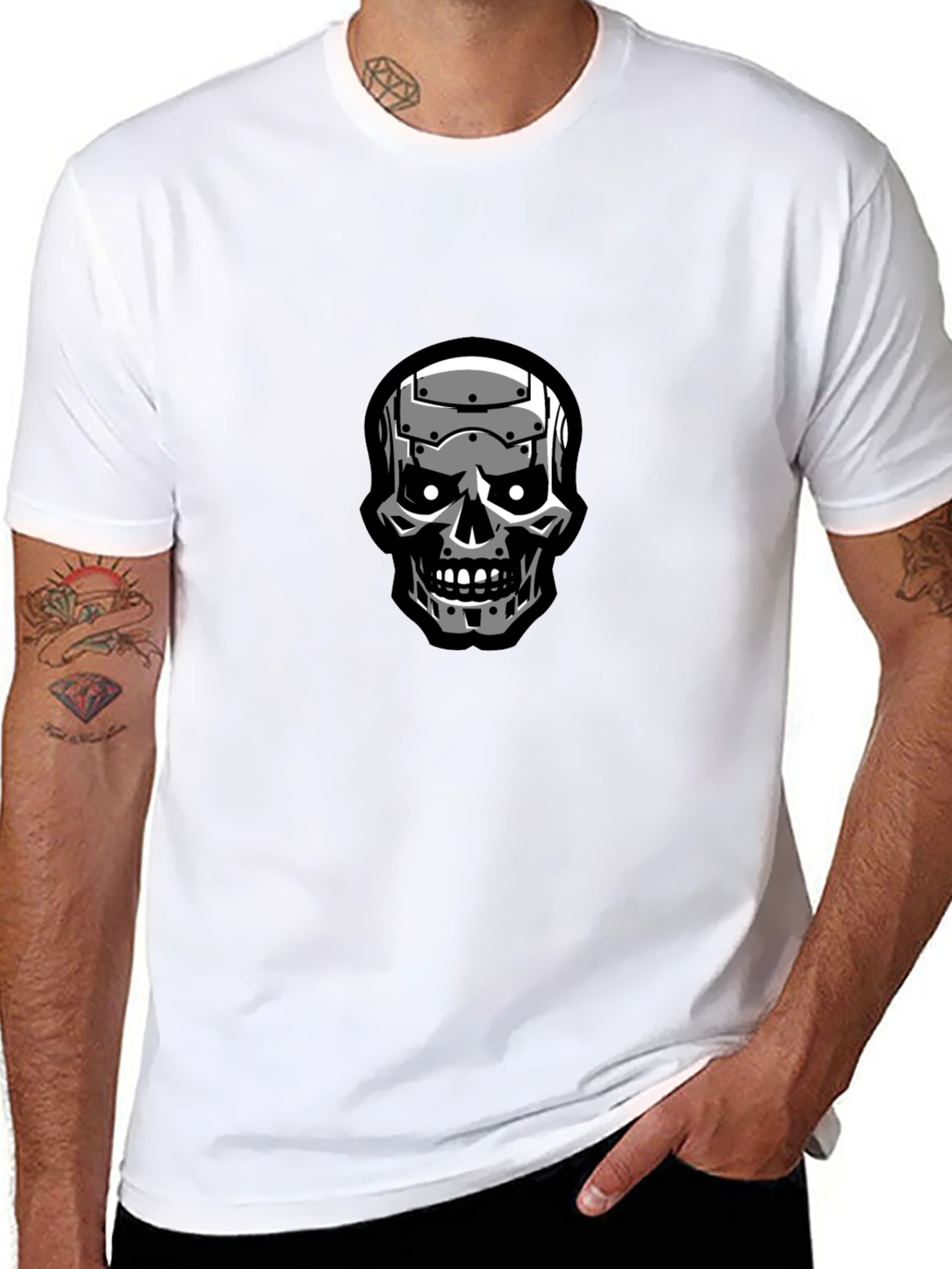 Terminator Skull Graphic Black T-Shirt