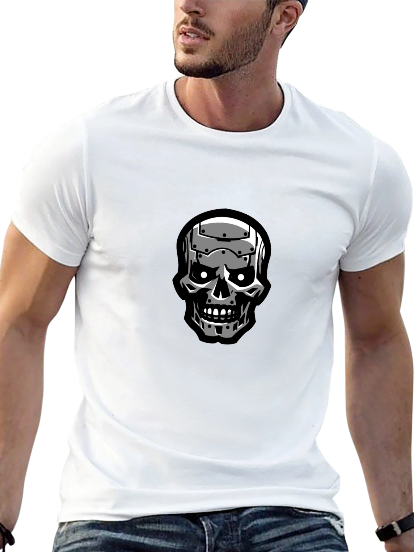 Terminator Skull Graphic Black T-Shirt