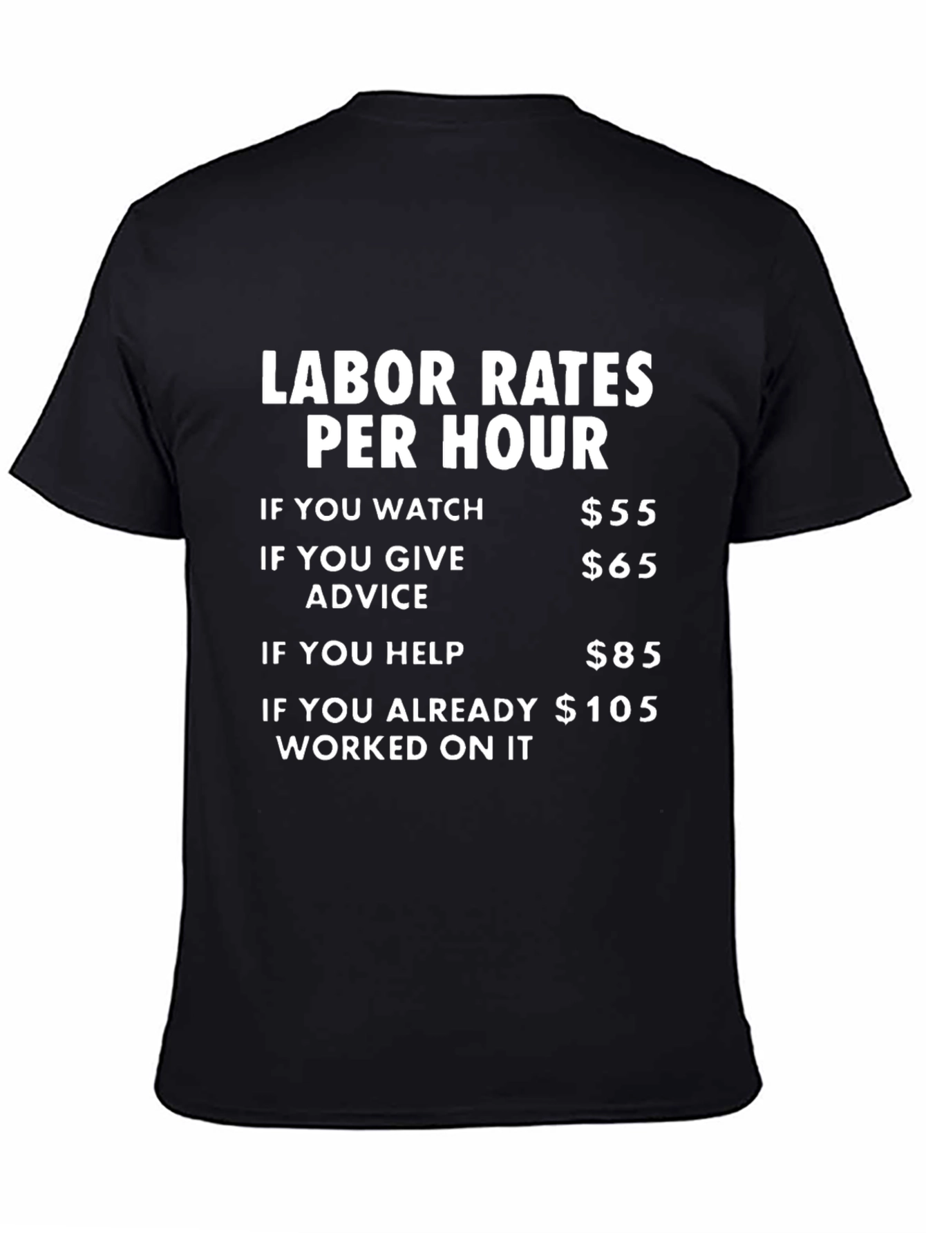 Labor Rates Per Hour Funny T-Shirt