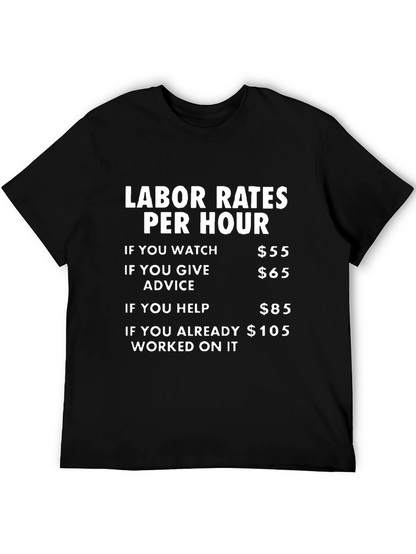 Labor Rates Per Hour Funny T-Shirt