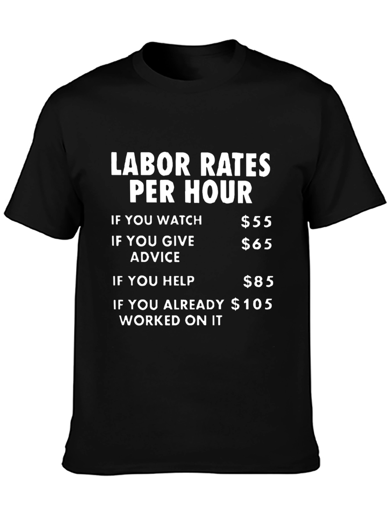 Labor Rates Per Hour Funny T-Shirt