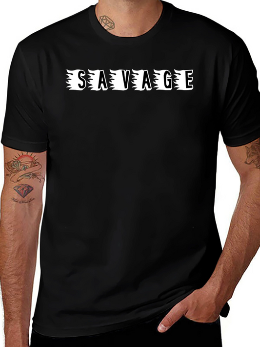 Savage Graphic Tee - Black Cotton Casual T-Shirt