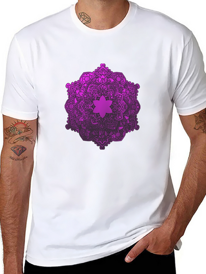 Purple Mandala Graphic Black T-Shirt