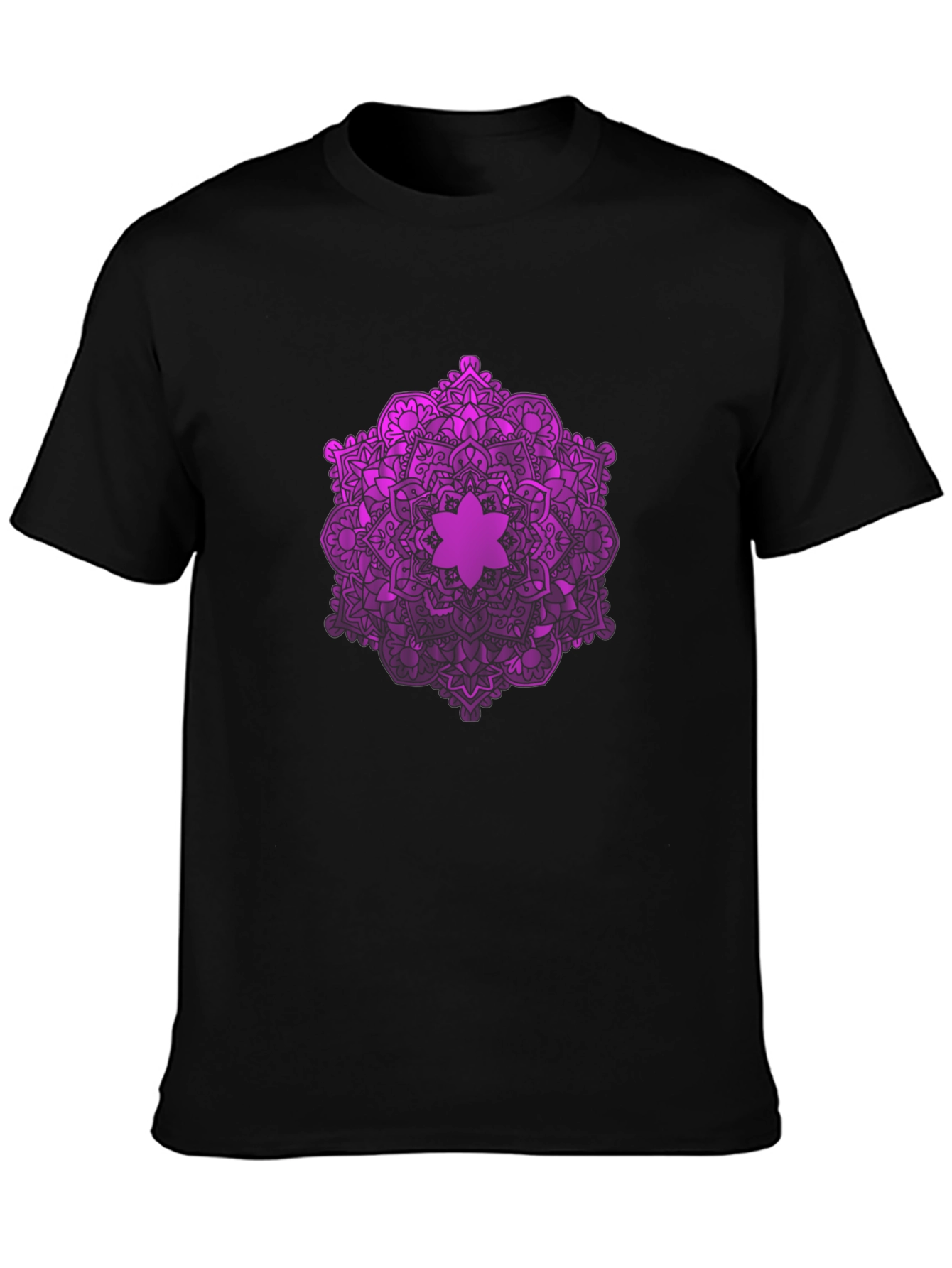 Purple Mandala Graphic Black T-Shirt
